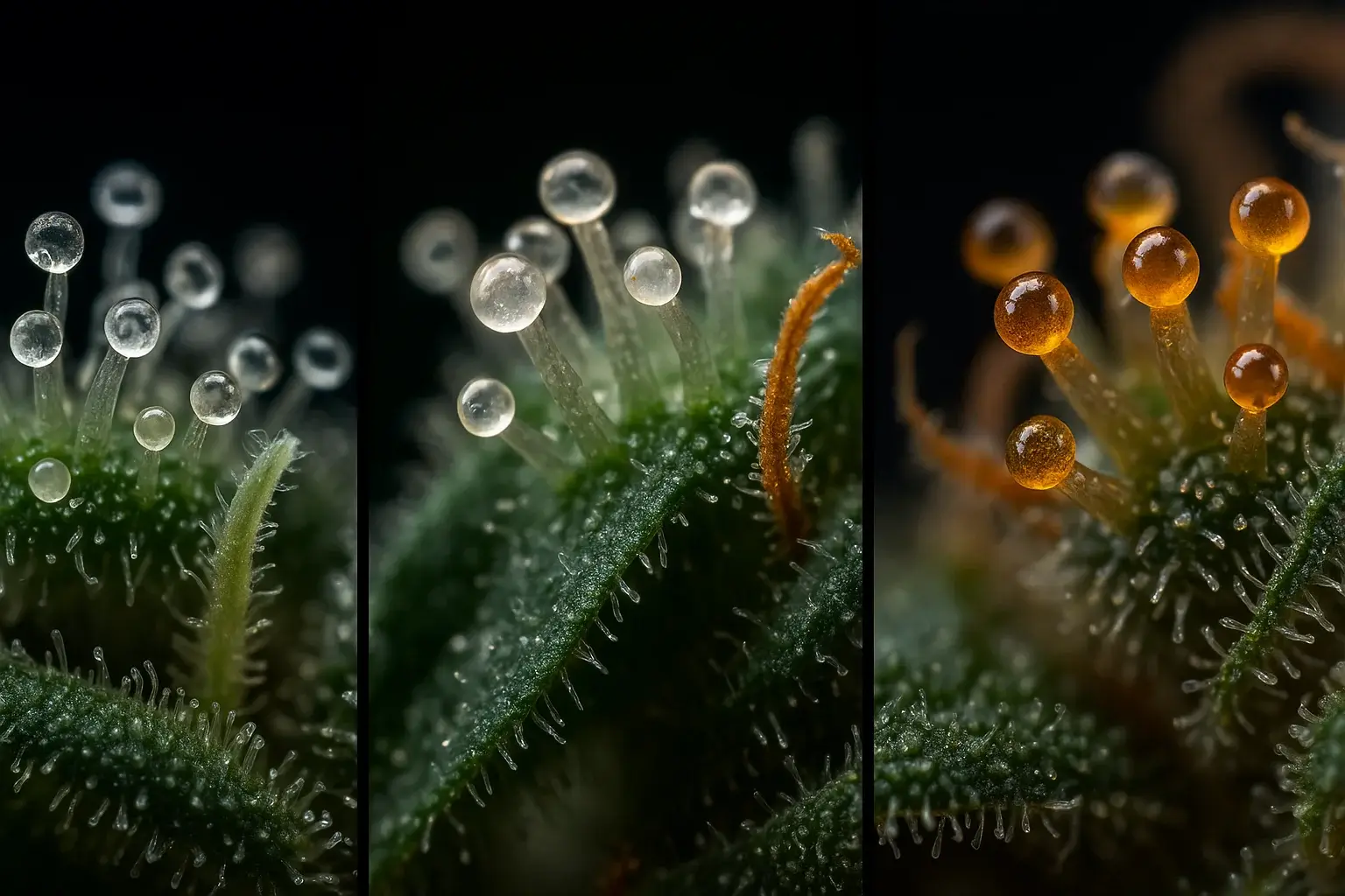 Trichomes de cannabis au microscope